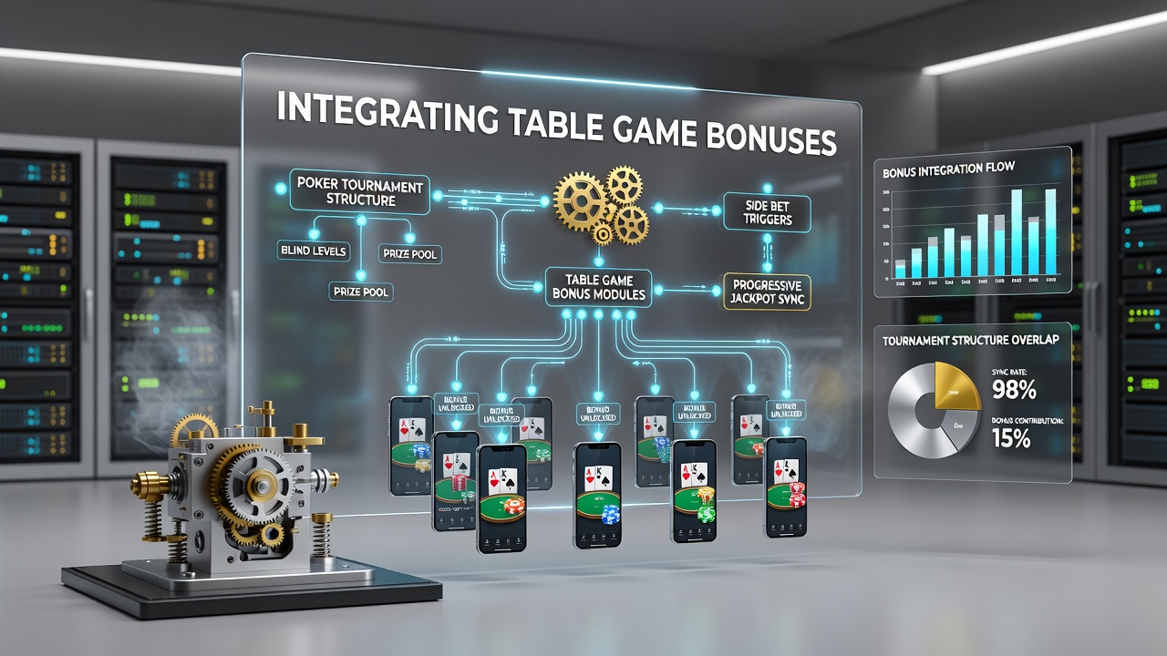 Darstellung der technischen Schnittstellen zwischen Tischspiel-Boni und mobilen Pokerturnierplattformen