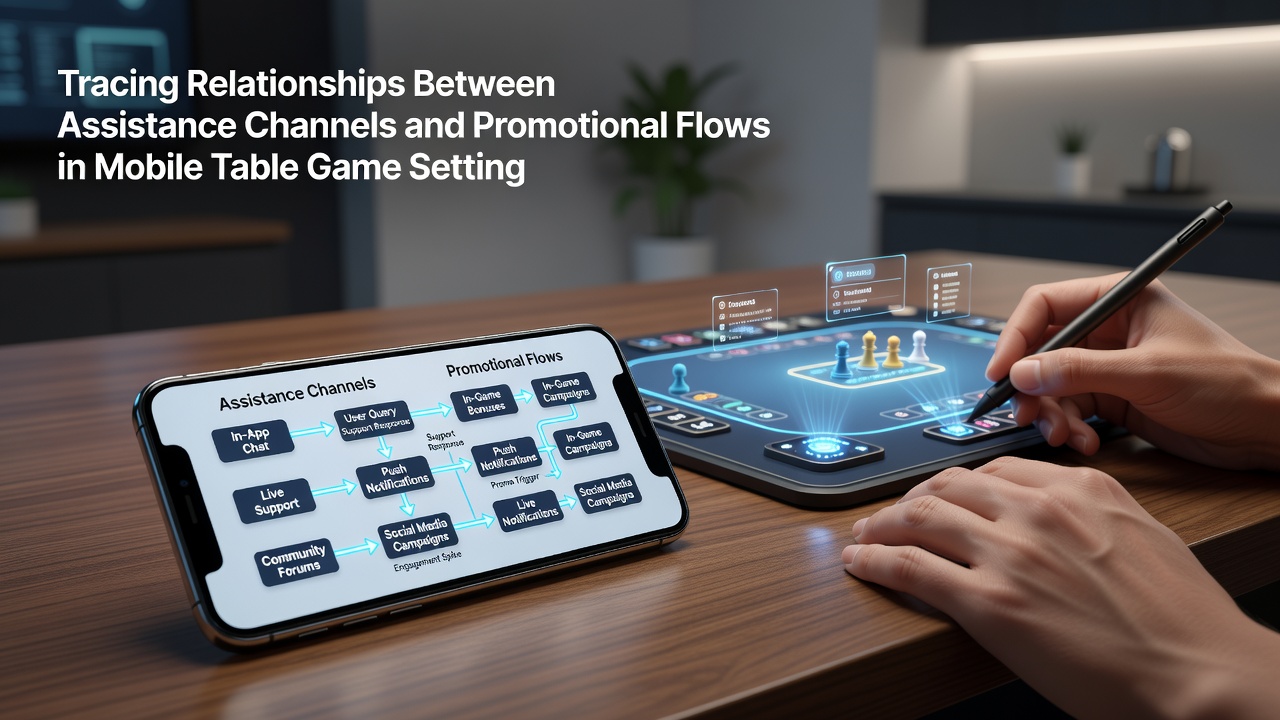 Darstellung von Datenflüssen zwischen Support und Promotions in mobilen Spielen